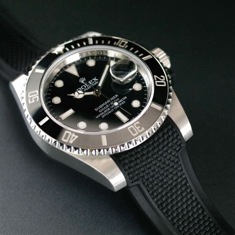 rolex b|rolex submariner with rubber strap.